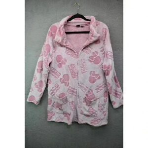 Disney Minnie Mouse Zip Plush Fleece Robe-Size Medium-Pockets